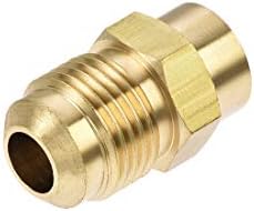 uxcell Brass Pipe fitting, 5/8"-18UNF Flare Male to 1/8NPT Female Thread, Tubing Adapter Hose Connector, for Air Conditioner Refrigeration