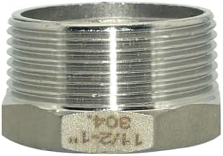 1-1/2" Male NPT to 1" Female NPT Female Reducing/Reducer Bushing Pipe Fitting,Adapter,Stainless Steel SS 304 Hex Bushing