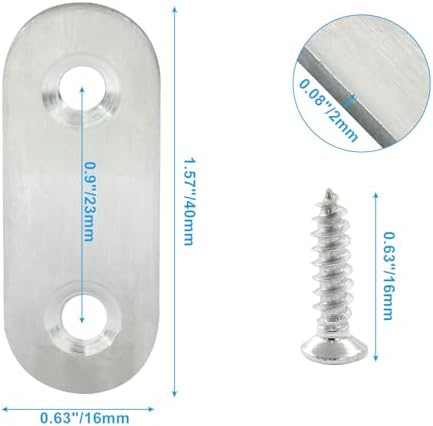 16 Pack 1.5 Inch Stainless Steel Flat Plate Straight Bracket