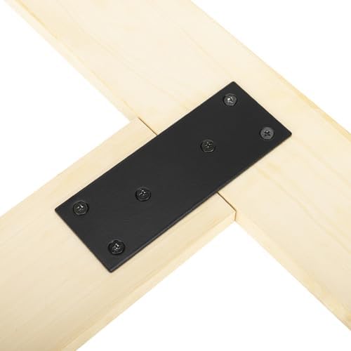 Mending Plate, Metal Steel Flat Straight Brace Bracket, Black Double-Wide Joining Plate for Wood Furniture Fastening & Fixing with 2 Sets of Screws of Different Lengths(48x128mm, 4 Pack)
