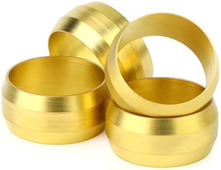GASHER 100PCS Brass Compression Fitting, Brass Compression Sleeve Ferrules 1/2" Tube OD