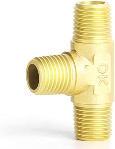 GASHER 5PCS Brass 3 Way, 1/4" x 1/4" x 1/4" NPT Male Tee Pipe Fittings