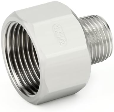 TAISHER 5PCS 304 Stainless Steel Pipe Fitting, Reducer Adapter, 1/2" NPT Male x 1" NPT Female, Reducing Pipe Adapter Fitting