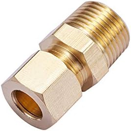 Brass Compression Tube Pipe Fitting Connector, Straight Coupling Adapter, 3/8" Tube OD x 3/8" NPT Male Connector 5pcs (3/8" OD Compression x 3/8" NPT Male)