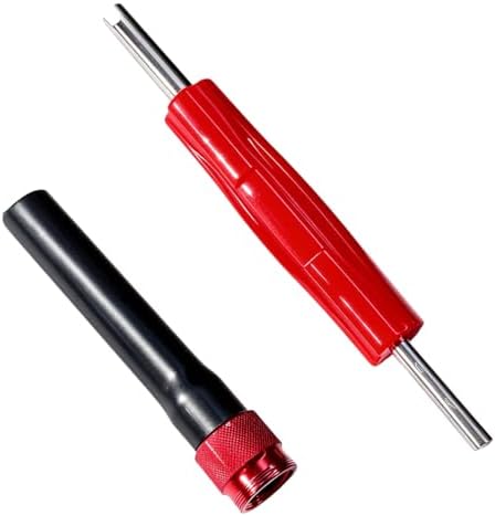 Craedli EVAP Service Port Adapter Kit with Valve Removal Tool, Automotive EVAP Smoke Machine Leak Tester Connector Set for Vehicle System Diagnostics (Red)