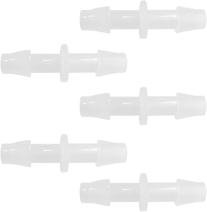 Plastic Hose Barb Fitting 1/8" x 1/8" Pipe Connectors Joint Splicer Mender Adapter Union for Aquarium Household Adapters Fuel Gas Liquid Air (Pack of 5)
