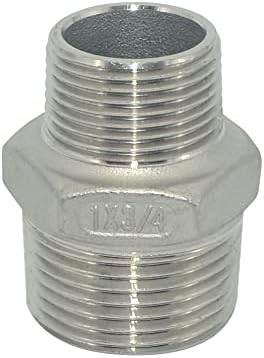1" x 3/4" Male Threaded Reducing Nipple Fitting/Adapter,Stainless Steel SS304 NPT Pipe Hex Reducer