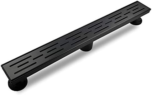 Neodrain 28 Inch Rectangular Linear Shower Drain with Brick Pattern Grate, 304 Stainless Steel Bathroom Floor Drain,Shower Floor Drain Includes Adjustable Leveling Feet, Hair Strainer,Black