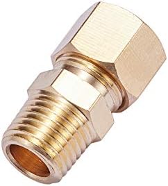 Brass Compression Tube Pipe Fitting Connector, Straight Coupling Adapter, 3/8" Tube OD x 1/4" NPT Male Connector 5pcs (3/8" OD Compression x 1/4" NPT Male)