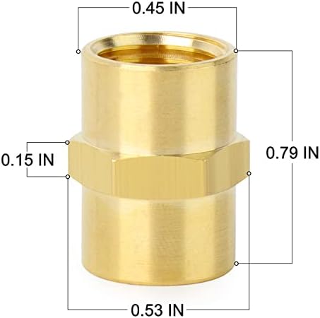 ChillWaves Brass Pipe Fitting, Hex Coupling 1/8" NPT Female x 1/8" NPT Female Thread Adapter(12-PACK)