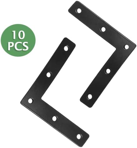 Uenhoy 10 Pcs L Shape Black Flat Brackets 3.15"x3.15" with Screws