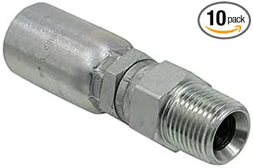 (10-Pack) 1/4" Hose x 1/8" NPTF Male Pipe Swivel Hydraulic Hose Crimp Fitting Ends | MPX-04-02