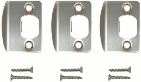 Replacement Products Strike Plate Full Lip 1/4", 2-1/4 Inches, 1-5/8" Center-to-Center, Radius Corner for Knob or Lever Door Lock in Satin Nickel Finish 3 PCS