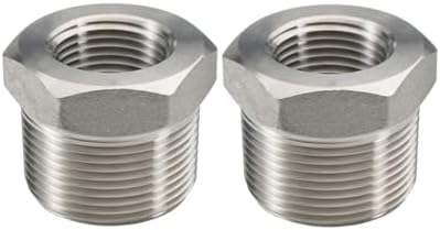 Beduan 304SS Reducer Hex Bushing 1-1/2 Male to 3/4 Female NPT Reducing 2PCS