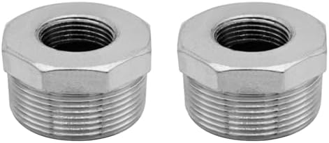 Stainless Steel 1-1/4" Male NPT to 1" Female NPT Reducer Hex Bushing Pipe Fitting Adapter (pack of 2)