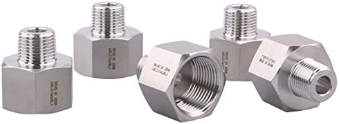 Forged Reducer Adapter Fitting - Stainless Steel 304 Reducing Pipe Connector, 1" NPT Female x 1/2" NPT Male (pack of 5)