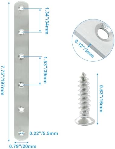 4 Pack 8 Inch Stainless Steel Flat Plate Straight Bracket