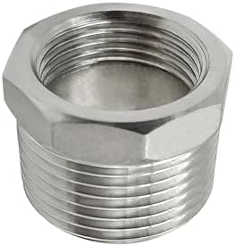 Beduan 304 SS Reducer Hex Bushing 1 Male to 3/4 Female NPT Reducing