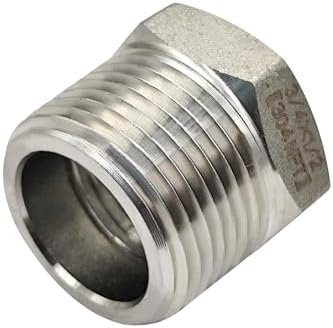 Beduan 304 SS Reducer Hex Bushing 3/4 Male to 1/2 Female NPT Reducing 3PCS