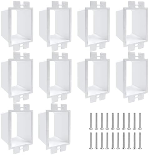 BE1 10pcs Electrical Outlet Box Extender with 20 Screws, Box Electrical Power Outlet Box Extender, Singer Gang Power Switch Receptacles Accessories (SLK1) (10)