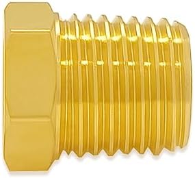 Hooshing 6PCS Brass Reducer Hex Bushing 1/4" NPT Male x 1/8" NPT Female