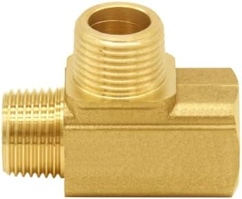 Joywayus 2Pcs Brass Tee Pipe Fitting 3/8"NPT Male-Male-Female 3-way Adapter
