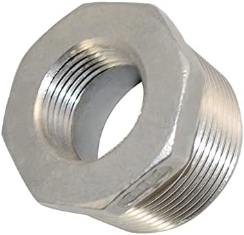 1/4" Male NPT to 1/8" Female NPT Female Reducing/Reducer Bushing Pipe Fitting,Adapter,Stainless Steel SS 304 Hex Bushing (1-1/4" Male to 3/4" Female)
