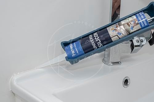 CANOPUS Universal Silicone, Clear, 3-Pack 10oz Each, Waterproof Kitchen & Bathroom Acetoxy Silicone Sealant, Suitable for Indoor and Outdoor Waterproofing and Bonding Applications, Shower Sealant