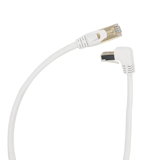 Cat6 Ethernet Cable 90 Degree Downward Right Angle, Cat 6 Right Angle Ethernet Cable for Router,Modem,TV Box,24 AWG Cat6 Network Cable White (UP Angle, 16 FT)