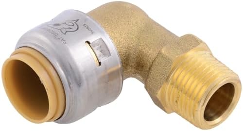 SharkBite Max 1/2 Inch x 3/8 Inch 90 Degree Dishwasher Elbow, MNPT, Push to Connect Brass Plumbing Fitting, PEX Pipe, Copper, CPVC, PE-RT, HDPE, UR281A