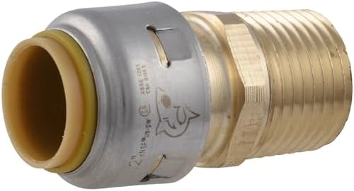 SharkBite Max 1/2 Inch MNPT Adapter, Push to Connect Brass Plumbing Fitting, PEX Pipe, Copper, CPVC, PE-RT, HDPE, UR120A