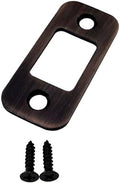 QCAA Solid Brass Deadbolt Strike Plate, Door Backplate, Round Corner, 1"x2-1/4", Vintage Bronze, 1 Pack, Made in Taiwan