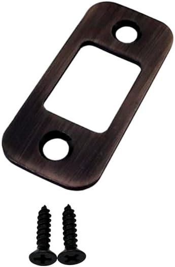 QCAA Solid Brass Deadbolt Strike Plate, Door Backplate, Round Corner, 1"x2-1/4", Vintage Bronze, 1 Pack, Made in Taiwan