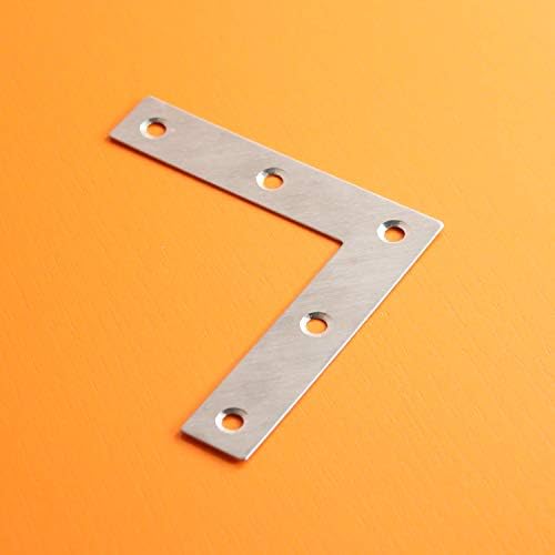 Stainless Steel L Shape Flat Corner Brace Bracket for Wood, Metal Fixing Joining Support Brace for Shelves, Furniture and Cabinet 10 Pack (80x80mm)