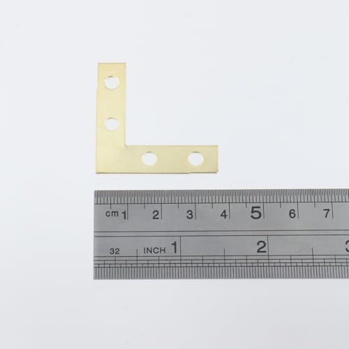 Wealrit 40PCS Gold L Flat Shape Braces Corner Bracket,1.46" Support Brace