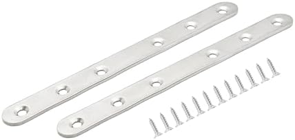 7.6 Inch Stainless Steel Straight Brace, Flat Straight Support, Repair Fixed Bracket Connector, Heavy Duty Furniture Repair Fixing Joint with Screw, 2PCS