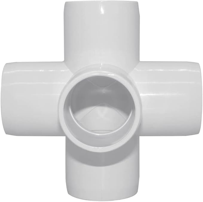 1-1/4“ Tee PVC Fitting 5 Way Elbow Connector, Furniture Grade 90 Degree Elbow Side Outlet, PVC Corner Fittings for Building Furniture Greenhouse Shed Pipe Fittings Tent Connection (Pack of 4)