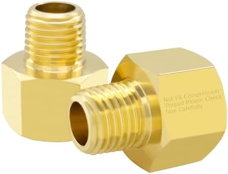 Hooshing 2PCS Brass Pipe Fitting 1/2" NPT Female to 3/8" NPT Male Reducer