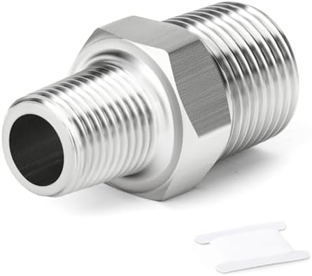 TAISHER 5PCS 304 SS New Hex Nipple, 1/2" NPT Male x 3/8" NPT Male