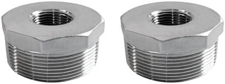 Stainless Steel 2" Male NPT to 1-1/4" Female NPT Reducer Hex Bushing Pipe Fitting Adapter (pack of 2)