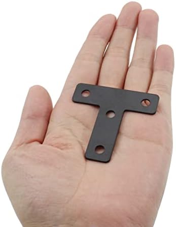 10 PCS Flat T Shape Repair Mending Plate, ULIFESTAR Heavy Duty Corner Bracket Furniture Support Brace Black Joining Bracket Fastener Connector with Mounting Screws (50x50x14mm/2x2x0.6'')