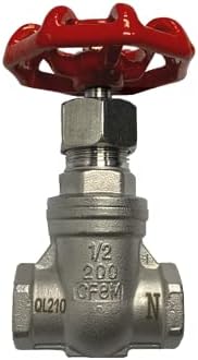 AF Hydro Stainless Steel SS316 Gate Valve, 1/2"NPT, Female Threaded Gate Valve, up to 200 PSI, Solid Taper Wedge Valve for General Water, Oil, and Gas