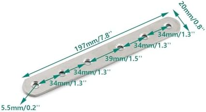 4 Pack Flat Mending Plate for Wood,ULIFESTAR Stainless Steel Straight Brackets 200mm / 8" Length 6 Screw Hole Flat Repair Fixing Wood Brace Joining Plates Connector with Fixing Screws