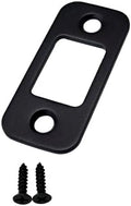 QCAA Solid Brass Deadbolt Strike Plate, Door Backplate, Round Corner, 1"x2-1/4", Matte Black, 1 Pack, Made in Taiwan