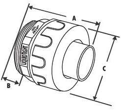Sealproof 1-1/2-Inch Non-metallic Liquid Tight Straight Electrical Conduit Connector Fitting, UL Listed, 1-1/2" Dia, 2-Pack