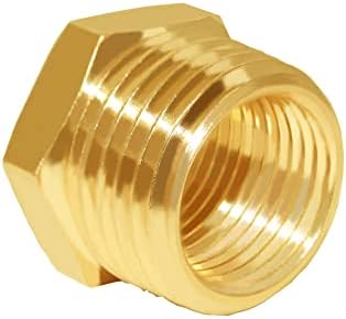 Hooshing 6PCS Brass Reducer Hex Bushing 1/2" NPT Male x 3/8" NPT Female