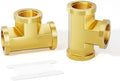 GASHER 2 Pcs Brass Tee Fitting, 1/2" x 1/2" x 1/2" NPT Female Pipe Fittings