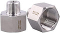 Forged Reducer Adapter Fitting - Stainless Steel 304 Reducing Pipe Connector, 1" NPT Female x 1/2" NPT Male (pack of 2)