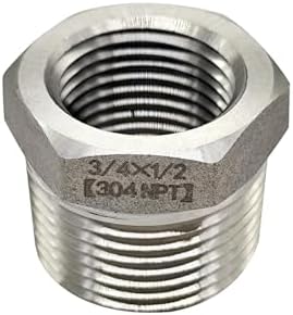 Beduan 304 SS Reducer Hex Bushing 3/4 Male to 1/2 Female NPT Reducing 3PCS