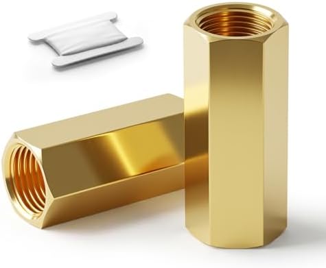 2PCS Brass Pipe Fitting, 3/8" NPT Female Nipple, 2" Length for water/oil/air/fuel